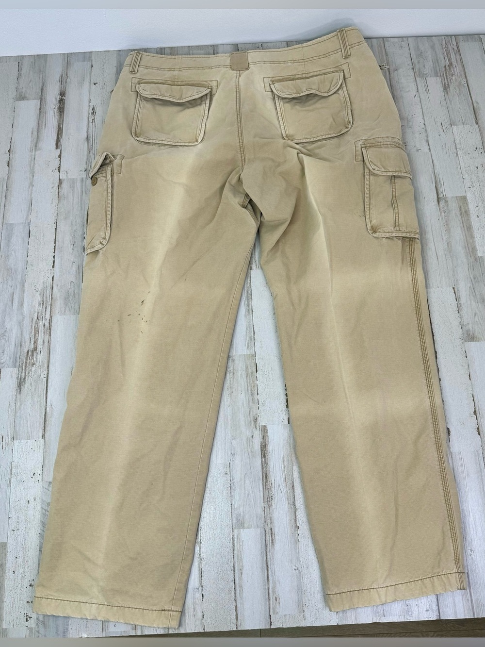 L.L. Bean Mens 44x35 Reinforced Knee Utility Pants Tan Cargo Fleece Lined - Picture 8 of 10